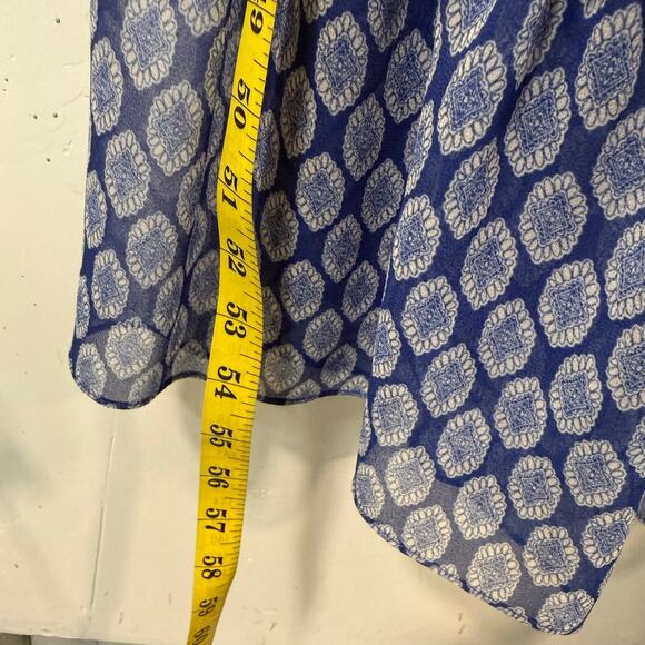 Misa Los Angeles Women's Amata Dress Maxi Blue Pattern Small Sheer A Line - Picture 7 of 10